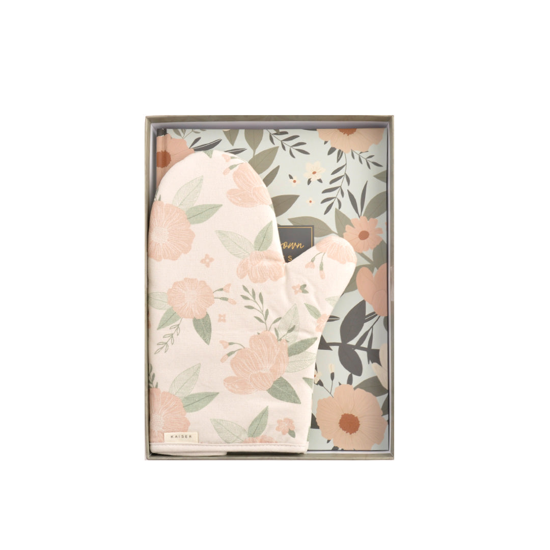 A4 Receipe Book & Oven Mitt Gift Pack- Pretty Bouquet
